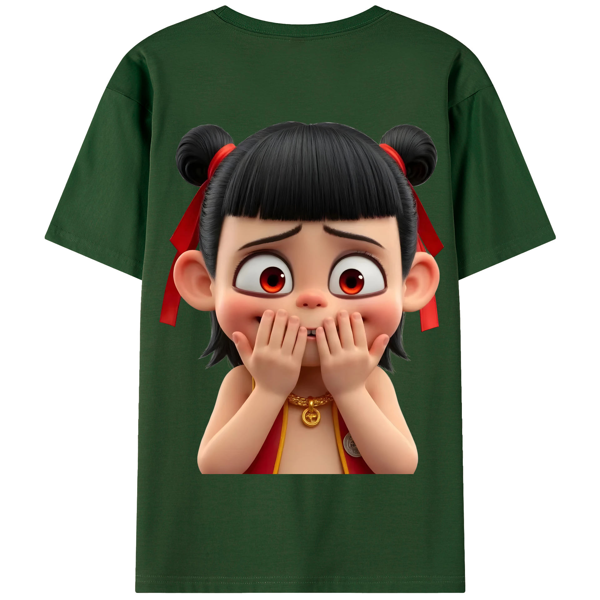 （画像用） Ne Zha 2 ナタ 魔童の大暴れ 綿100％半袖Tシャツ（背面プリント）
